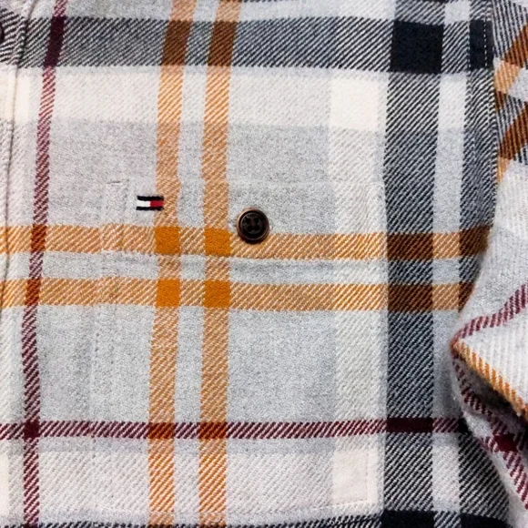 Tommy Hilfiger Men's S New York Fit Gray Plaid Long Sleeve Shirt EUC - Picture 3 of 5